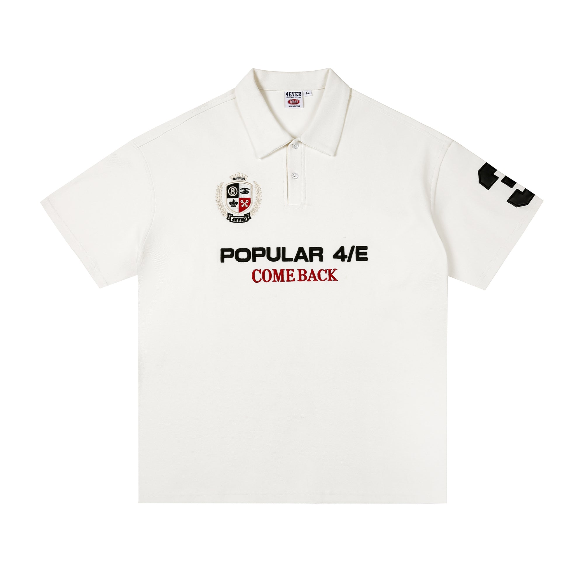 4ever LAB National Fashion Brand American Style Vintage Embroidery Loose Heavy Casual All-match Men's and Women's POLO Short-sleeved T-shirt 150