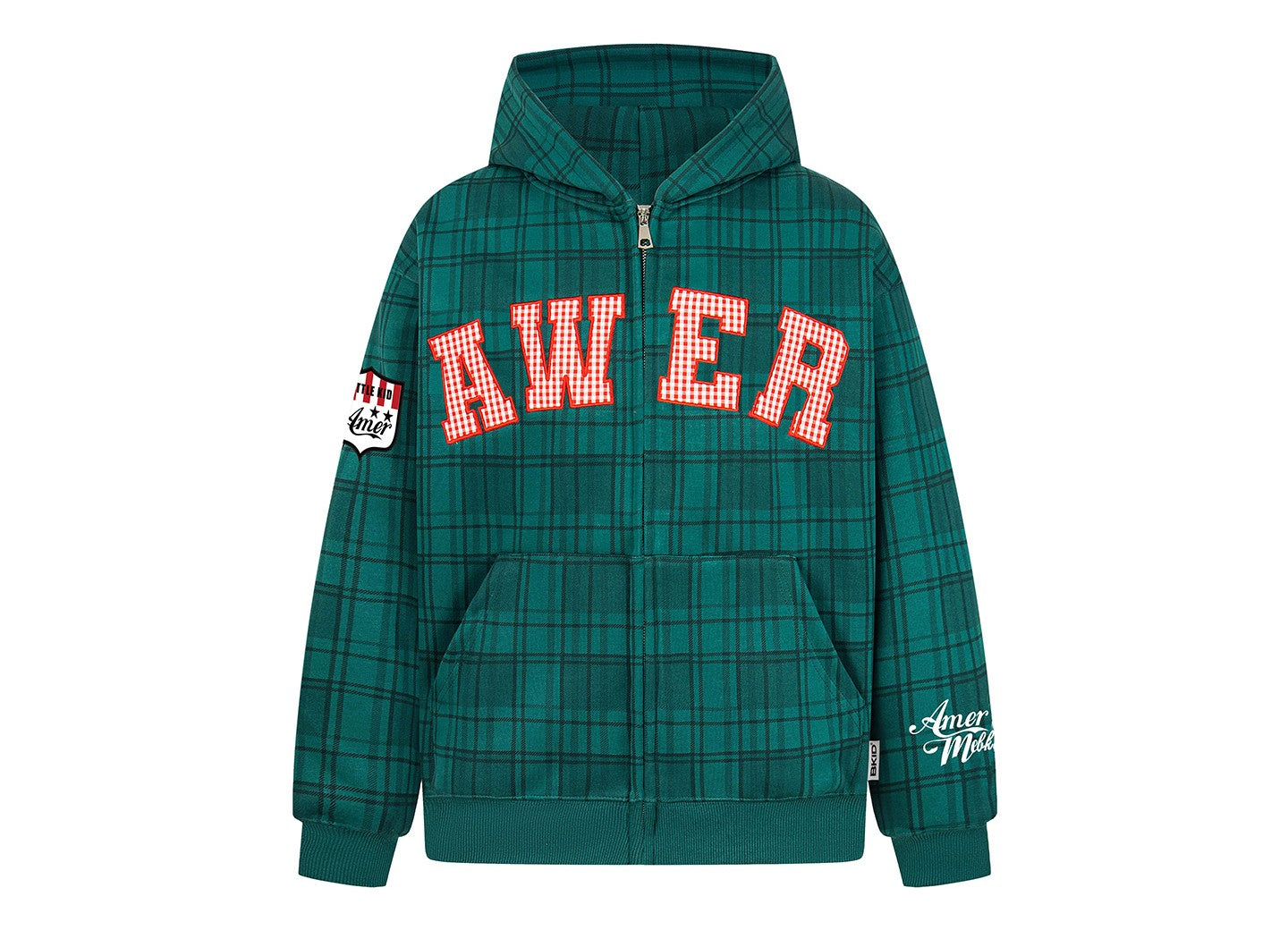 K787 American Street Plaid Letter Embroidered Hooded Sweatshirt Men's and Women's Trendy Brand Loose Casual All-match Couple's Jacket 156