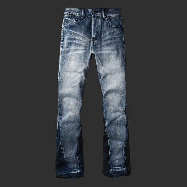 Acid Wash Straight Leg Jeans Men Vintage Side Stripe Denim Streetwear | FlipFit