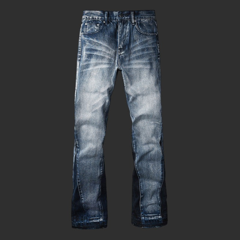 Acid Wash Straight Leg Jeans Men Vintage Side Stripe Denim Streetwear | FlipFit