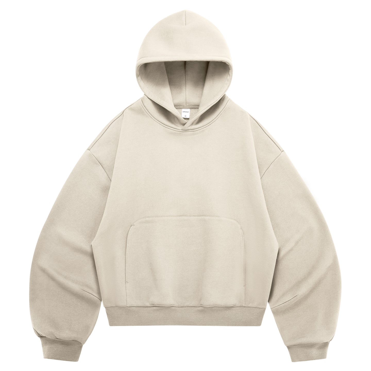 340G Heavyweight Fleece-Lined Hoodie with Curved Sleeves, Men's American Style, Cleanfit Short Solid Color Warm Hoodie 143