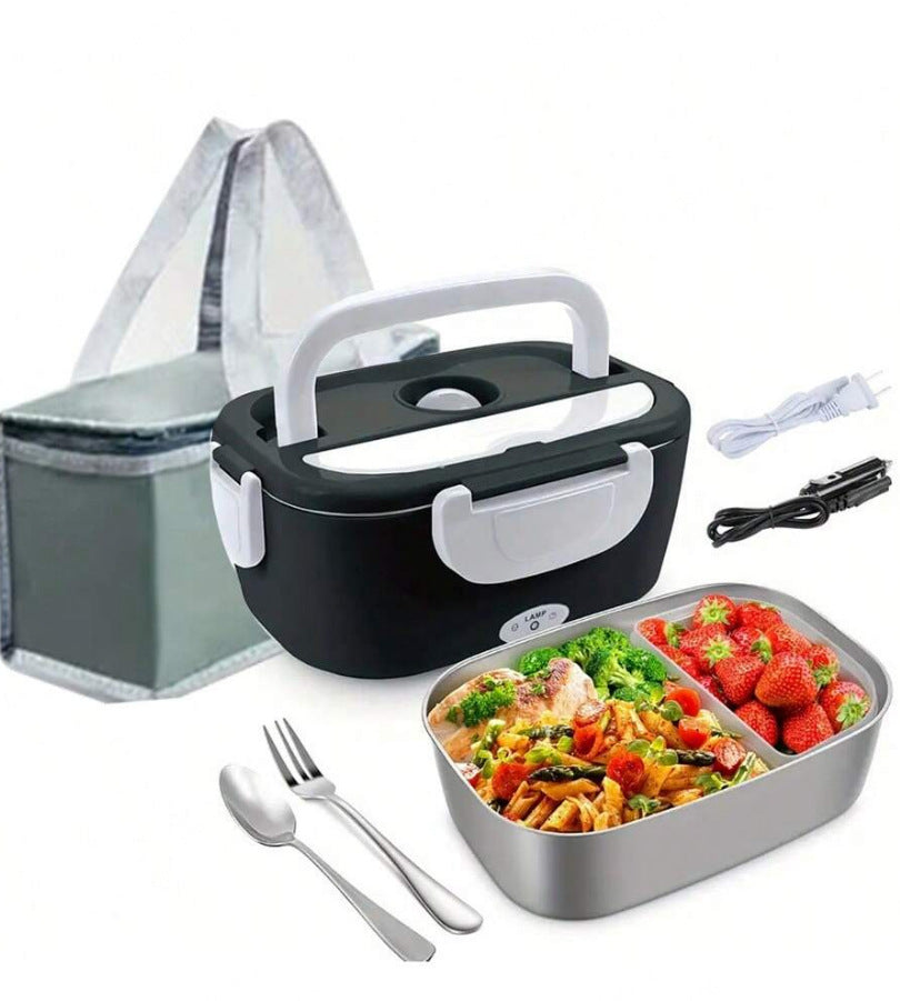 High-power, fast-heating electric lunch box, suitable for both home and car use, stainless steel multi-layer inner liner for insulation.
