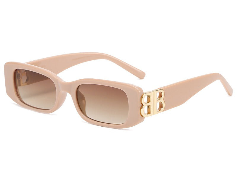 New B Family European and American Retro Small Frame Sunglasses Female Internet Celebrity Street Photography Square Sunglasses Cross-Border Versatile Sunglasses