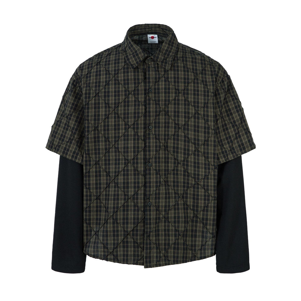 Spring New Arrival American Retro Loose-fitting Heavy-duty Striped Faux Two-piece Long-sleeved Shirt 167