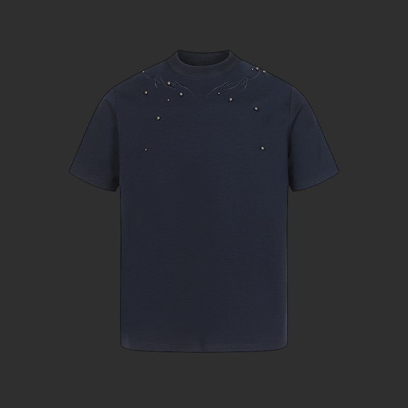 Studded Embroidered Mock Neck Tee - Tribal Back | FlipFit